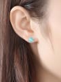 thumb 925 Sterling Silver Opal Round Minimalist Stud Earring 1