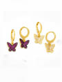 thumb Brass Cubic Zirconia Butterfly Vintage Huggie Earring 0