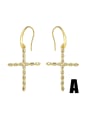 thumb Brass Heart Minimalist Cross Hook Earring 2