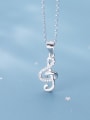 thumb 925 Sterling Silver Simple fashion notes diamond pendant Necklace 1