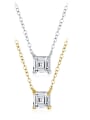 thumb 925 Sterling Silver Cubic Zirconia  Minimalist Square Pendant Necklace 0