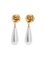 thumb Brass Imitation Pearl Water Drop Minimalist Drop Earring 0