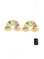 thumb Brass Cubic Zirconia Rainbow Cute Heart Stud Earring 4