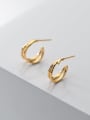 thumb 925 Sterling Silver Irregular Minimalist  Simple hollow double-layer lines Stud Earring 2