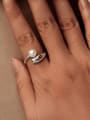 thumb 925 Sterling Silver Imitation Pearl Irregular Minimalist Band Ring 1