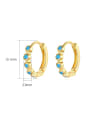 thumb Brass Turquoise Geometric Minimalist Huggie Earring 4