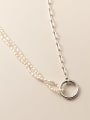 thumb 925 Sterling Silver Geometric Minimalist  circle asymmetry Necklace 1