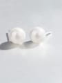 thumb 925 Sterling Silver Freshwater Pearl Round Minimalist Stud Earring 2