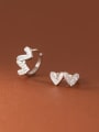 thumb 925 Sterling Silver Cubic Zirconia Heart Minimalist Huggie Earring 0