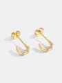 thumb Brass Cubic Zirconia  Minimalist Semicircular Stud Earring 2