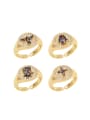 thumb Brass Cubic Zirconia Cross Vintage Band Ring 0
