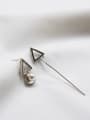 thumb 925 Sterling Silver  Vintage  Triangle Tassel Pearl  Threader Earring 0