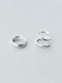 thumb 925 Sterling Silver Round Minimalist Double layer Stud Earring 2