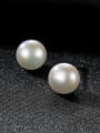 thumb 925 Sterling Silver Freshwater Pearl White Ball Minimalist Stud Earring 3