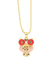 thumb Brass Cubic Zirconia Owl Vintage Necklace 3