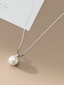 thumb 925 Sterling Silver Imitation Pearl Round Minimalist Necklace 2