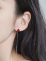 thumb Titanium Cubic Zirconia Tassel Minimalist Threader Earring 1