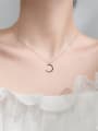 thumb 925 Sterling Silver Smooth Moon Minimalist Necklace 3