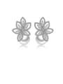 thumb Copper Cubic Zirconia Flower Dainty Stud Earring 0