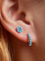 thumb 925 Sterling Silver Turquoise Flower Vintage Stud Earring 2