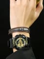 thumb Titanium Steel Leather Anchor Hip Hop Wristband Bracelet 3