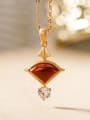 thumb 925 Sterling Silver Carnelian Vintage Triangle  Pendant 1