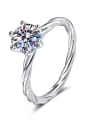 thumb Sterling Silver Moissanite Round Dainty Solitaire Engagement Rings 4