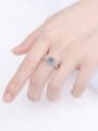 thumb Sterling Silver Moissanite Round Dainty Solitaire Engagement Rings 1