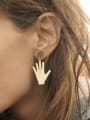 thumb Copper Irregular Minimalist  Palm OK Drop Earring 2