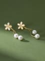 thumb 925 Sterling Silver Imitation Pearl Flower Minimalist Drop Earring 2