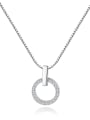 thumb 925 Sterling Silver Cubic Zirconia simple temperament Round Pendant Necklace 0