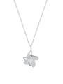 thumb 925 Sterling Silver Cubic Zirconia Geometric Cute  Windmill Snowflake Pendant Necklace 0