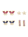 thumb Brass Cubic Zirconia Butterfly Pentagram Vintage Stud Earring 0
