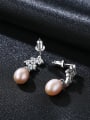thumb 925 Sterling Silver Freshwater Pearl White Leaf Trend Drop Earring 2