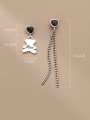 thumb 925 Sterling Silver Vintage  Asymmetric chain love bear Threader Earring 3