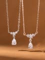 thumb 925 Sterling Silver Cubic Zirconia Water Drop Minimalist Necklace 0