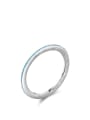 thumb 925 Sterling Silver Enamel Round Minimalist Band Ring 0
