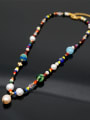 thumb Stainless steel Freshwater Pearl Multi Color Irregular Bohemia Necklace 1