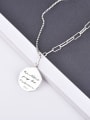 thumb 925 Sterling Silver Letter Vintage round pendant Necklace 4