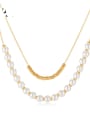 thumb Stainless steel Imitation Pearl Geometric Minimalist Multi Strand Necklace 0