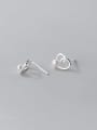 thumb 925 Sterling Silver Imitation Pearl Heart Minimalist Stud Earring 4
