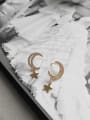 thumb 925 Sterling Silver Cubic Zirconia White Star Moon  Cute Stud Earring 1