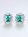 thumb 925 Sterling Silver Classic Square Cubic Zirconia   Stud Earring 2