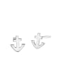 thumb 925 Sterling Silver Anchor Minimalist Stud Earring 2