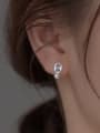 thumb 925 Sterling Silver Glass Stone Geometric Minimalist Drop Earring 1