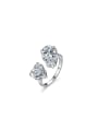 thumb 925 Sterling Silver Moissanite Heart Dainty Band Ring 0