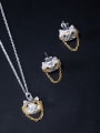 thumb 925 Sterling Silver Cubic Zirconia Cute ODoctor Cat Earring and Necklace Set 0