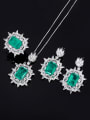 thumb Brass Cubic Zirconia Luxury Geometric Earring Ring and Necklace Set 0