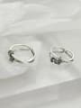 thumb Vintage Sterling Silver With Platinum Plated Simplistic Irregular Free Size Rings 0