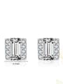thumb 925 Sterling Silver Cubic Zirconia Square Classic Stud Earring 2